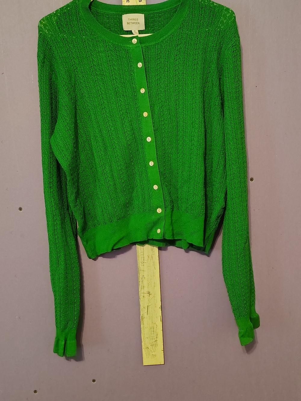 Things Between Green Button-Up Knit Cardigan